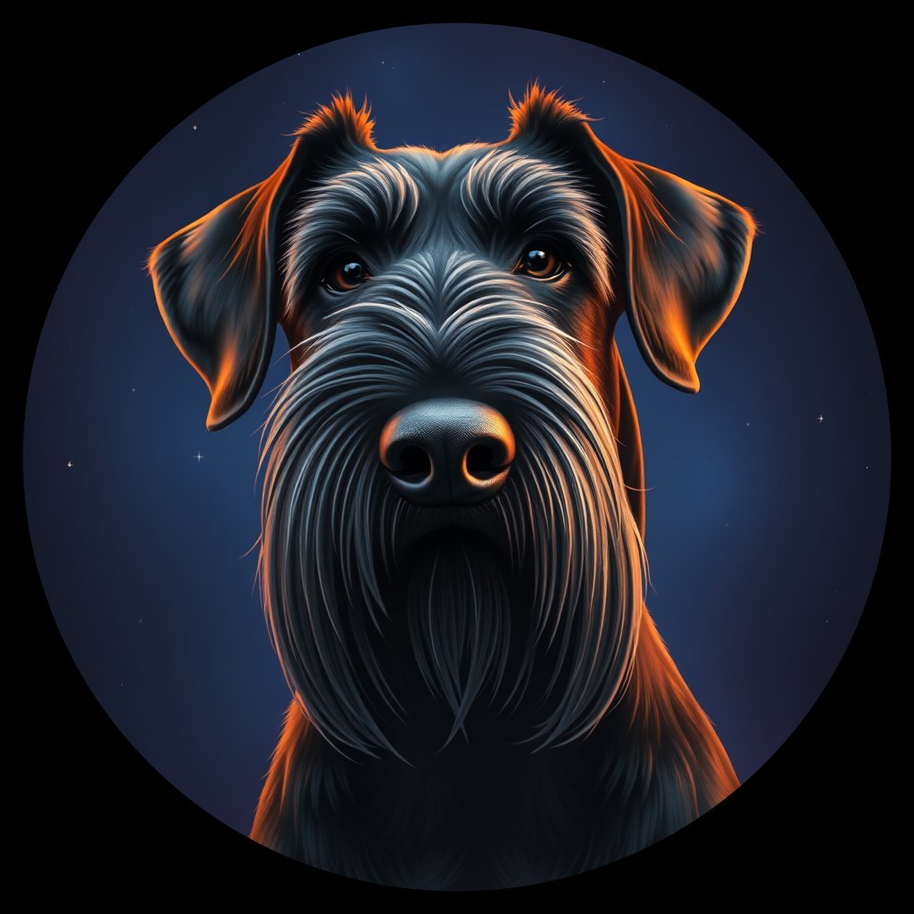 Cosmic medallion portrait of cHD5_355_cHD5_355, a Giant Schnauzer