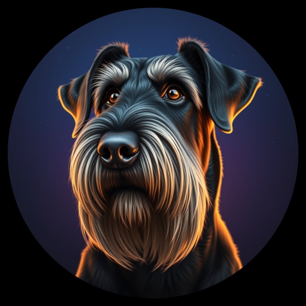 Cosmic medallion portrait of cHD5_357_cHD5_357, a Giant Schnauzer