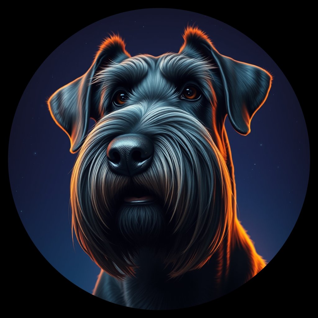 Cosmic medallion portrait of cHD5_362_cHD5_362, a Giant Schnauzer