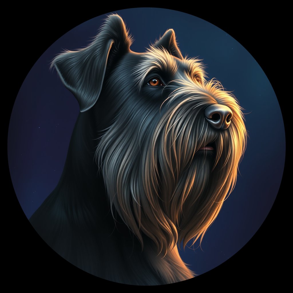Cosmic medallion portrait of cHD5_366_cHD5_366, a Giant Schnauzer