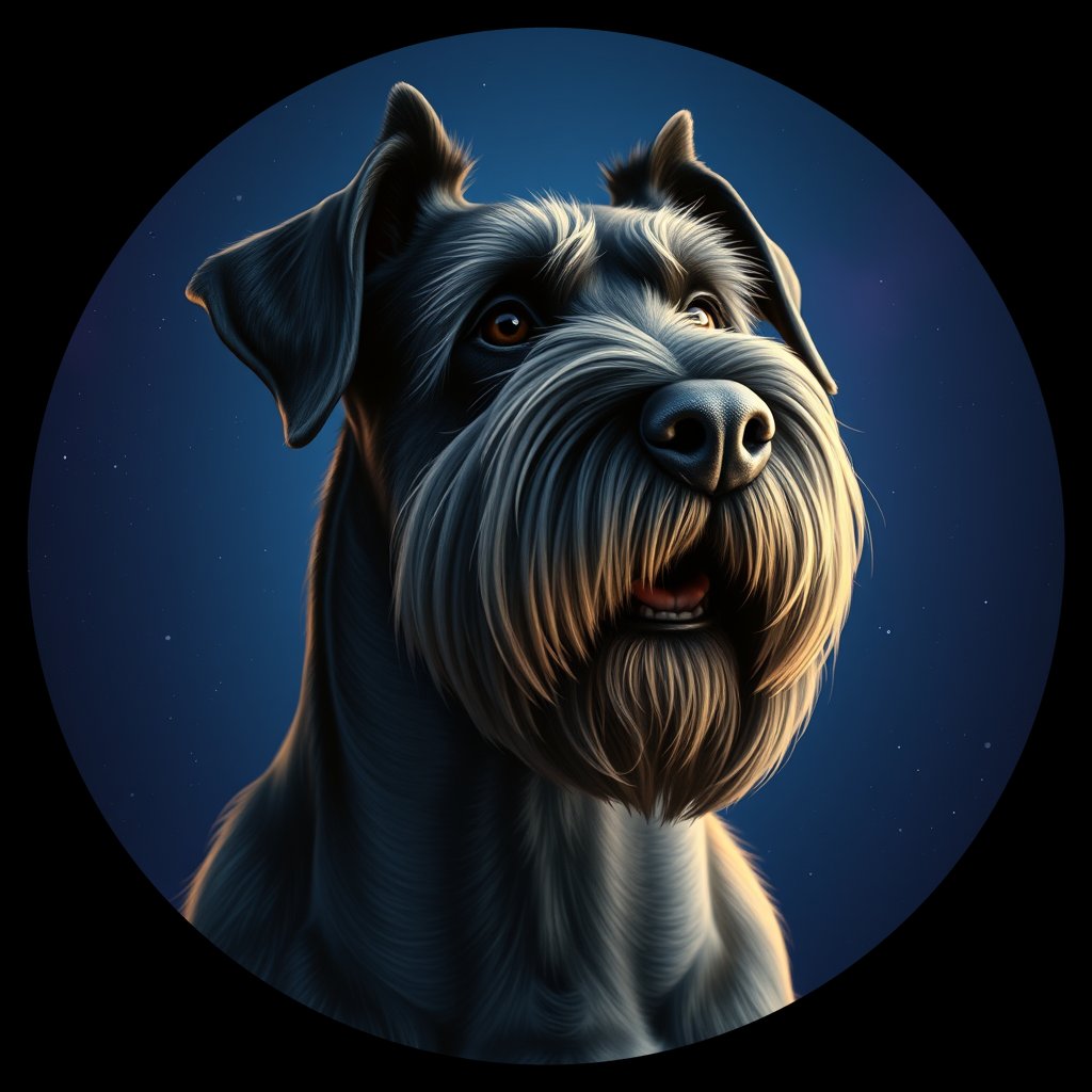 Cosmic medallion portrait of cHD5_368_cHD5_368, a Giant Schnauzer