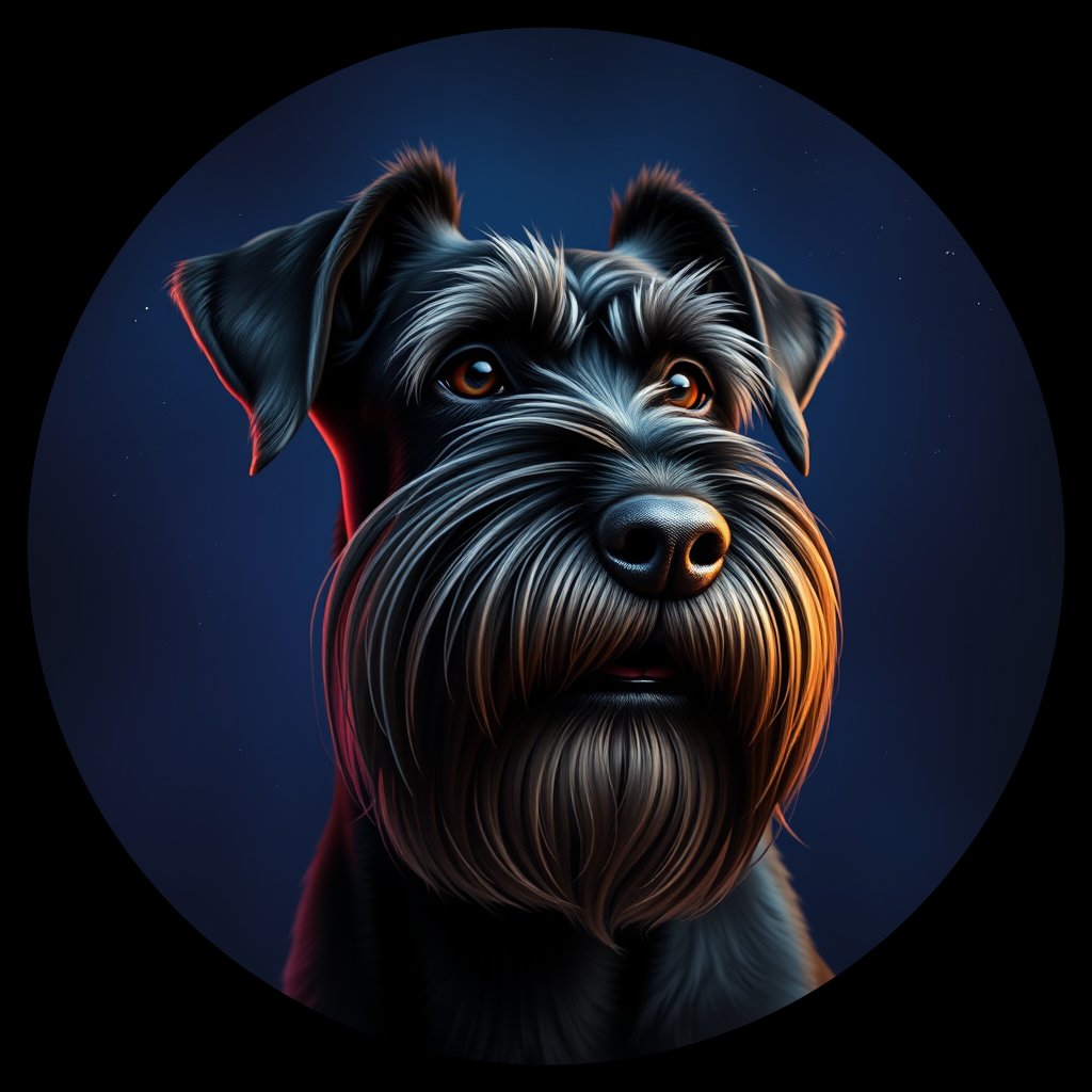 Cosmic medallion portrait of cHD5_370_cHD5_370, a Giant Schnauzer