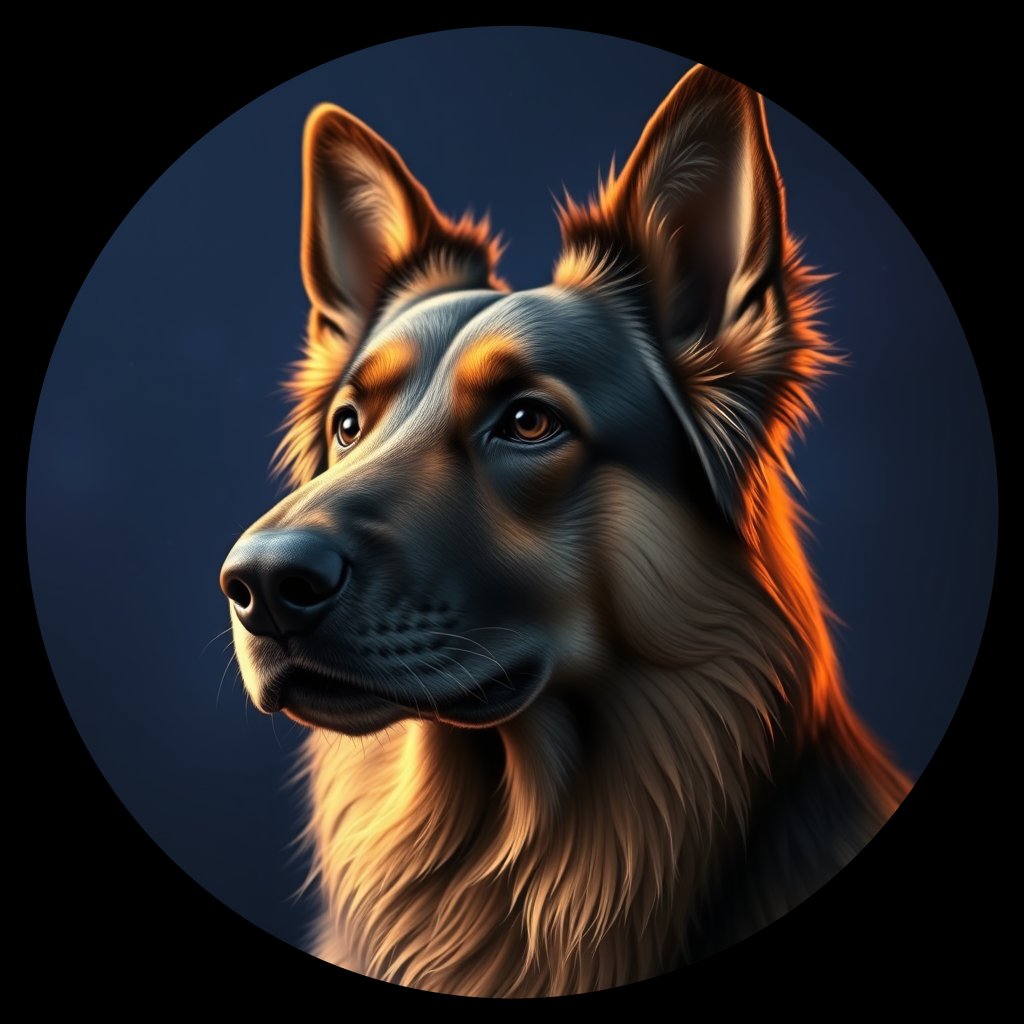 Cosmic medallion portrait of cHD8_210_cHD8_210, a German Shepherd