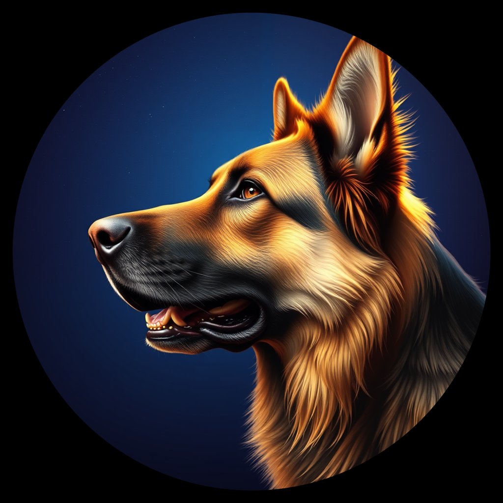 Cosmic medallion portrait of cHD8_211_cHD8_211, a German Shepherd