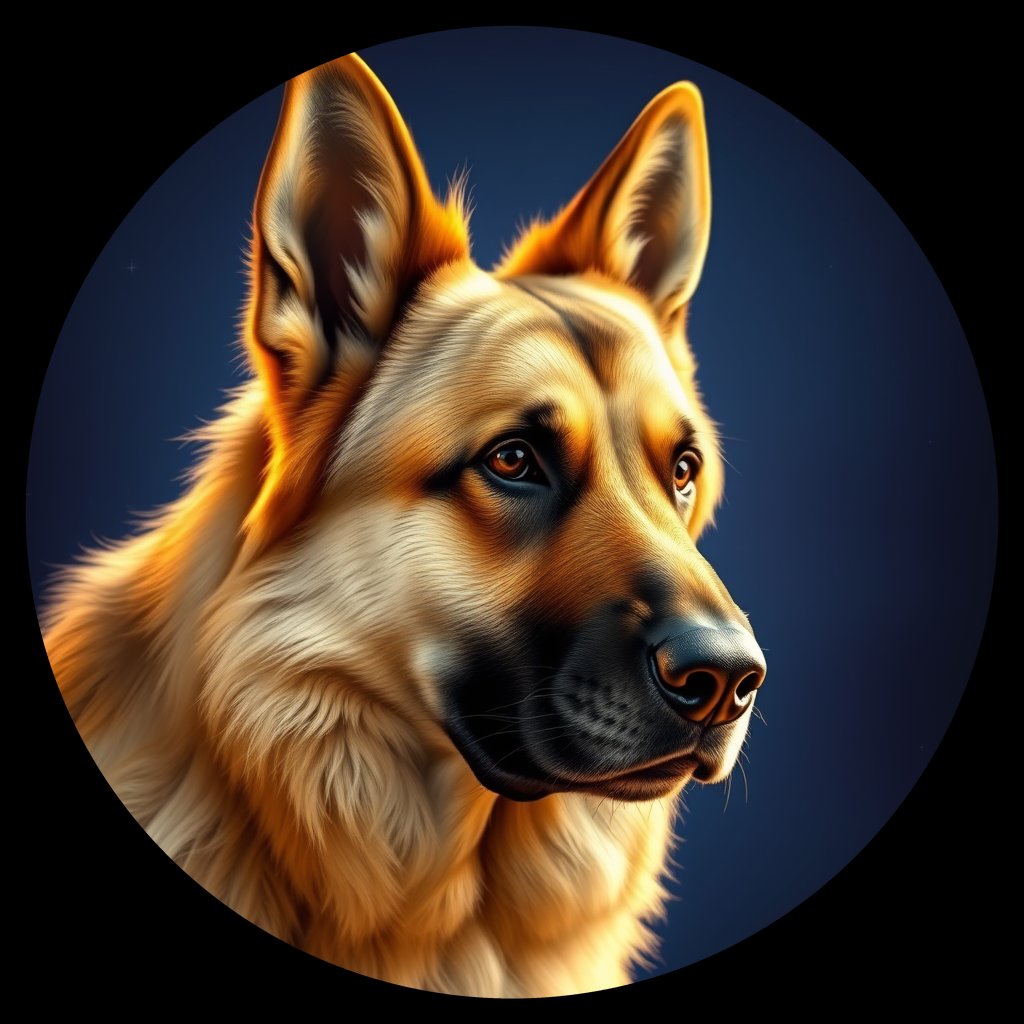 Cosmic medallion portrait of cHD8_213_cHD8_213, a German Shepherd