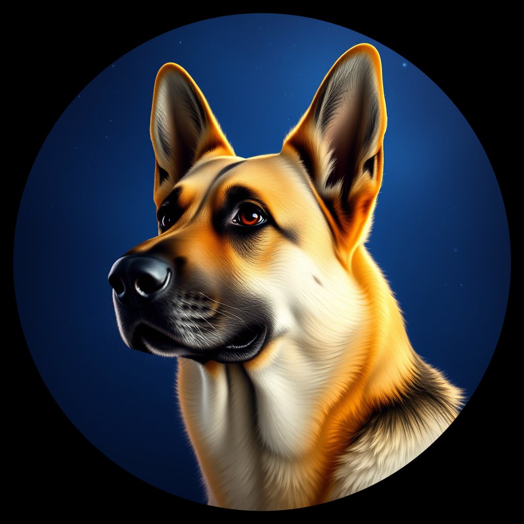 Cosmic medallion portrait of cHD8_214_cHD8_214, a German Shepherd