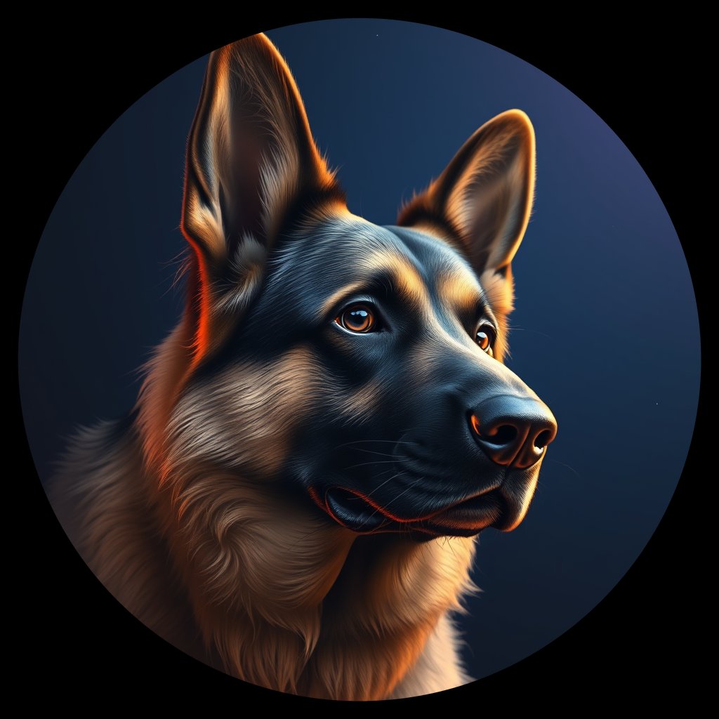 Cosmic medallion portrait of cHD8_215_cHD8_215, a German Shepherd