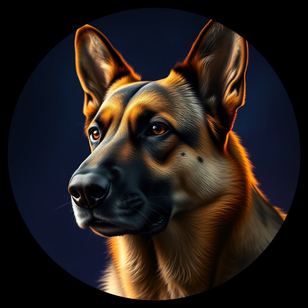 Cosmic medallion portrait of cHD8_216_cHD8_216, a German Shepherd