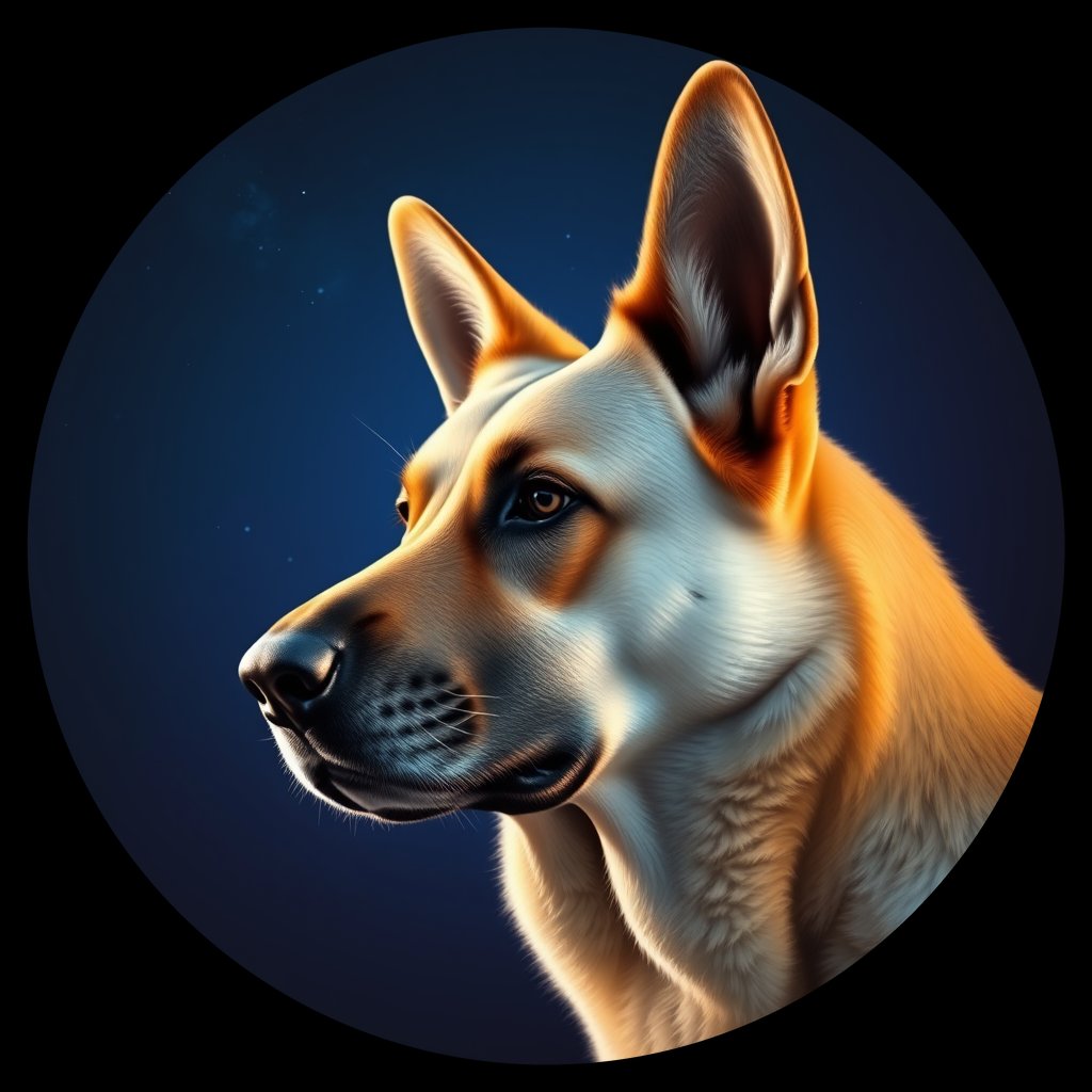 Cosmic medallion portrait of cHD8_217_cHD8_217, a German Shepherd
