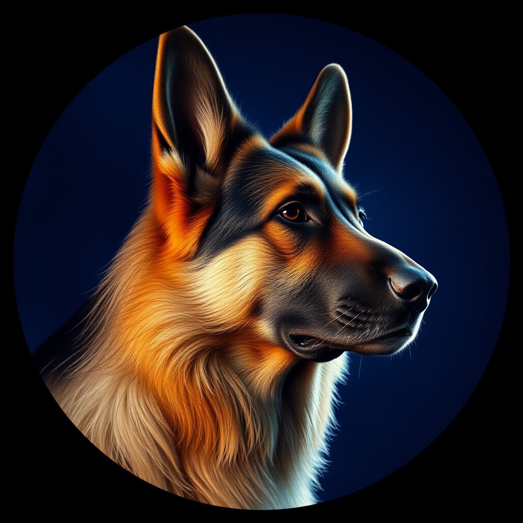 Cosmic medallion portrait of cHD8_219_cHD8_219, a German Shepherd