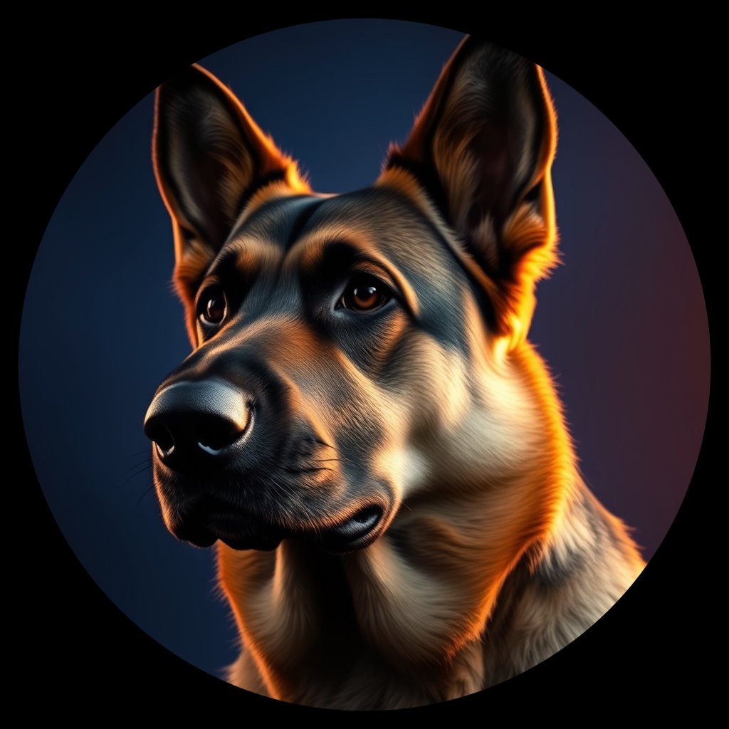 Cosmic medallion portrait of cHD8_221_cHD8_221, a German Shepherd