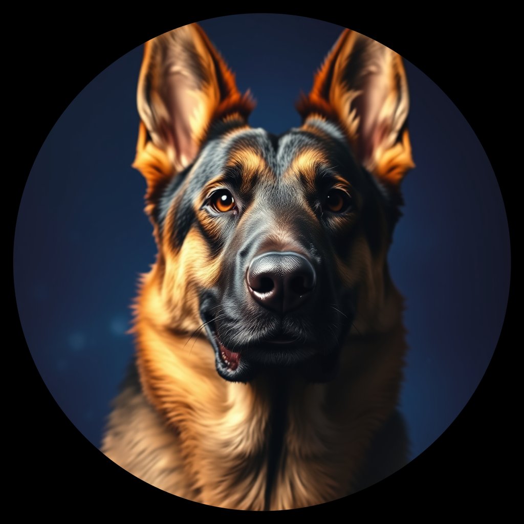 Cosmic medallion portrait of cHD8_223_cHD8_223, a German Shepherd