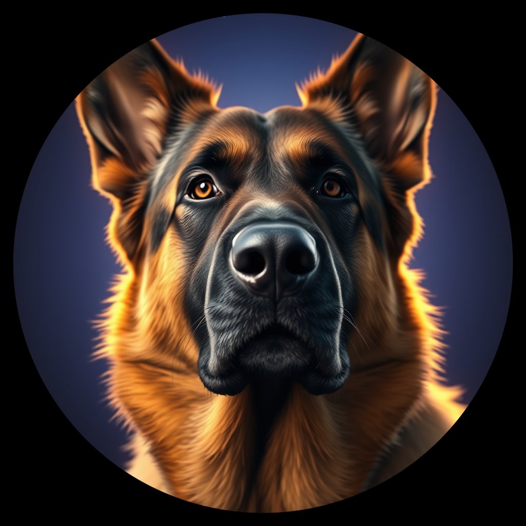 Cosmic medallion portrait of cHD8_228_cHD8_228, a Belgian Shepherd