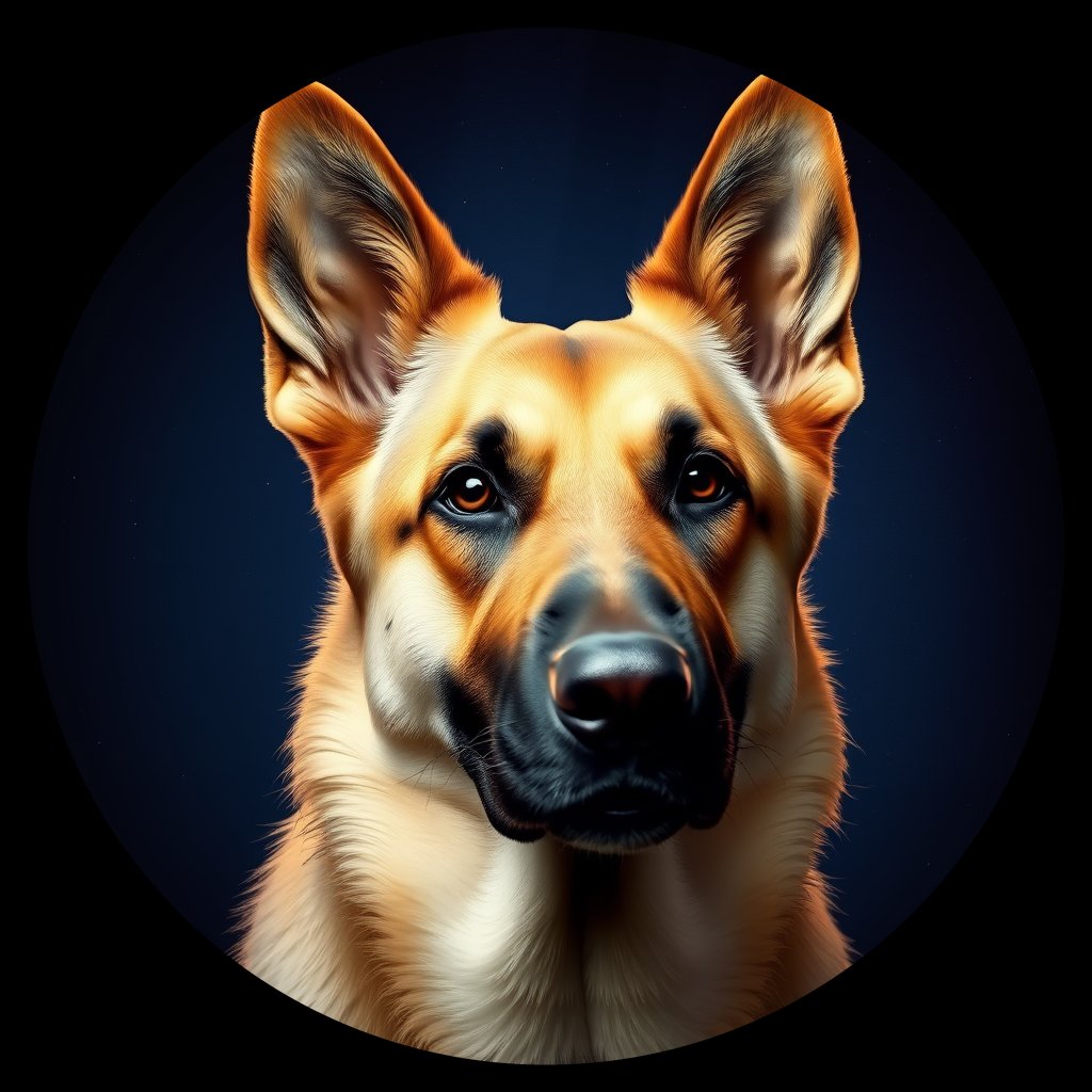 Cosmic medallion portrait of cHD8_238_cHD8_238, a Belgian Shepherd
