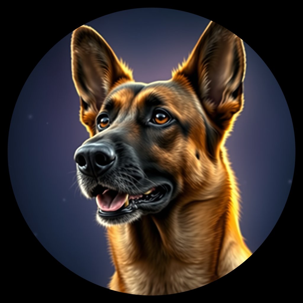 Cosmic medallion portrait of cHD8_245_cHD8_245, a Belgian Shepherd