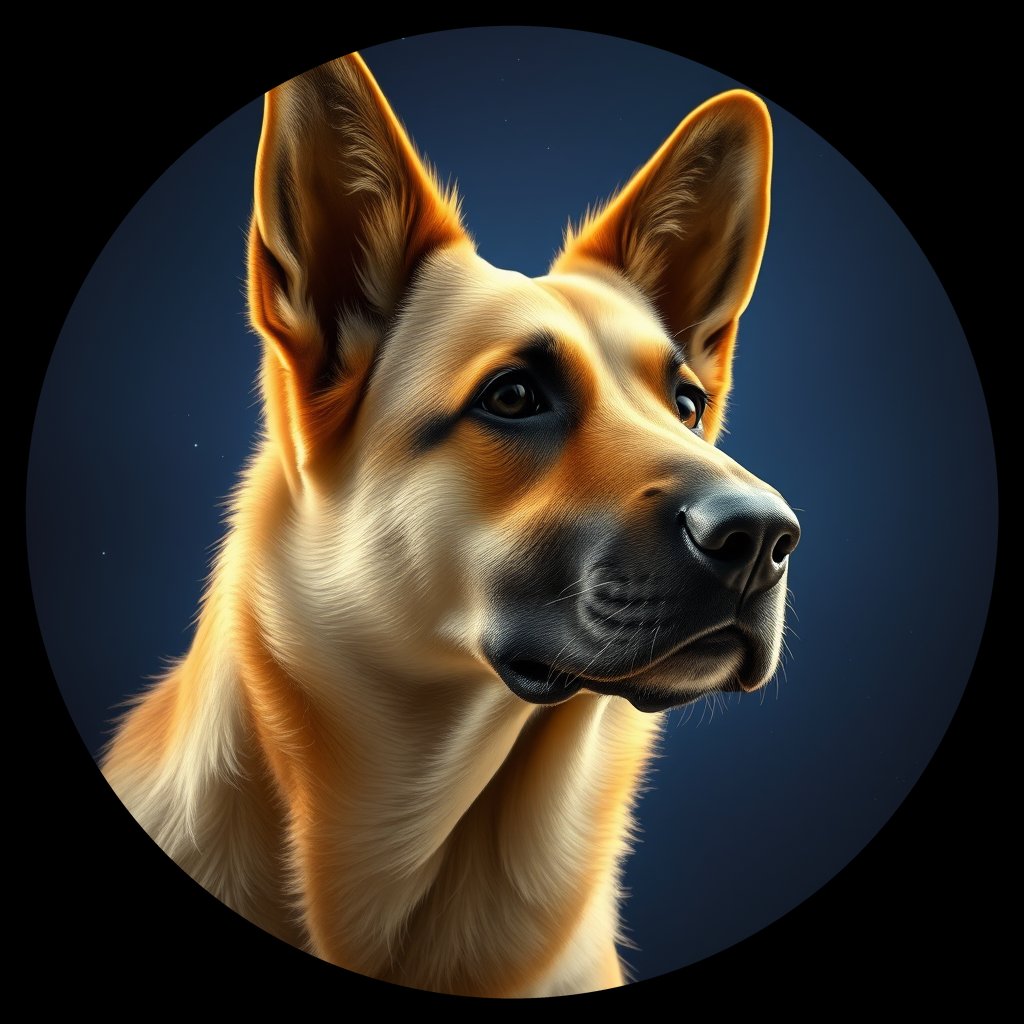 Cosmic medallion portrait of cHD8_246_cHD8_246, a Belgian Shepherd