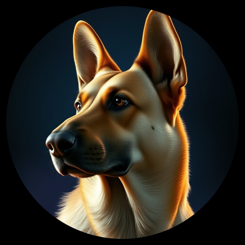 Cosmic medallion portrait of cHD8_249_cHD8_249, a Belgian Shepherd
