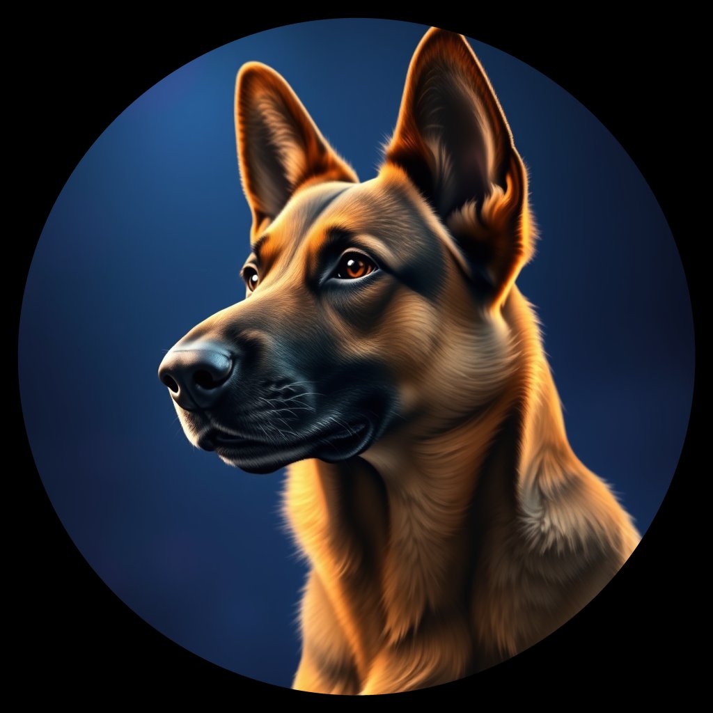 Cosmic medallion portrait of cHD8_259_cHD8_259, a Belgian Shepherd