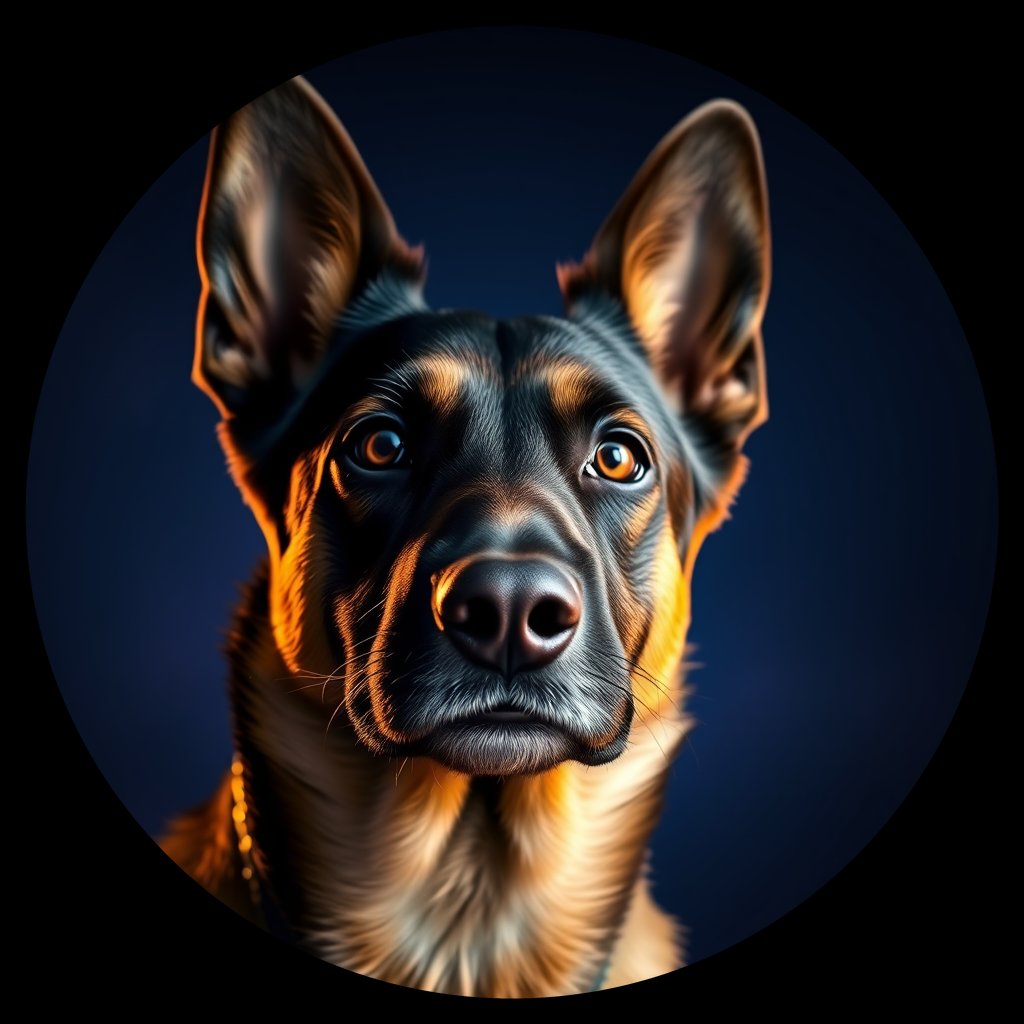 Cosmic medallion portrait of cHD8_260_cHD8_260, a Belgian Shepherd