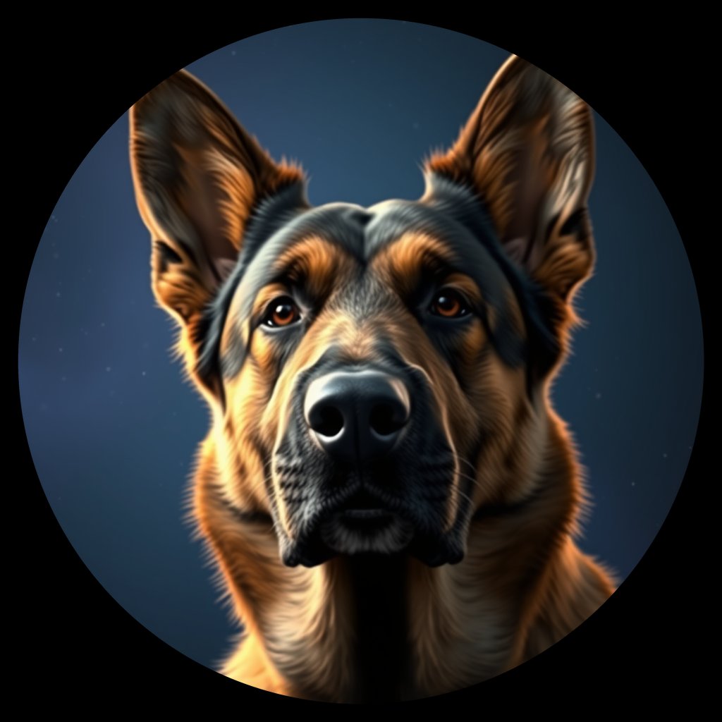 Cosmic medallion portrait of cHD8_265_cHD8_265, a Belgian Shepherd