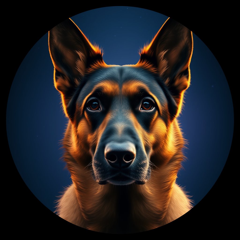 Cosmic medallion portrait of cHD8_271_cHD8_271, a Belgian Shepherd