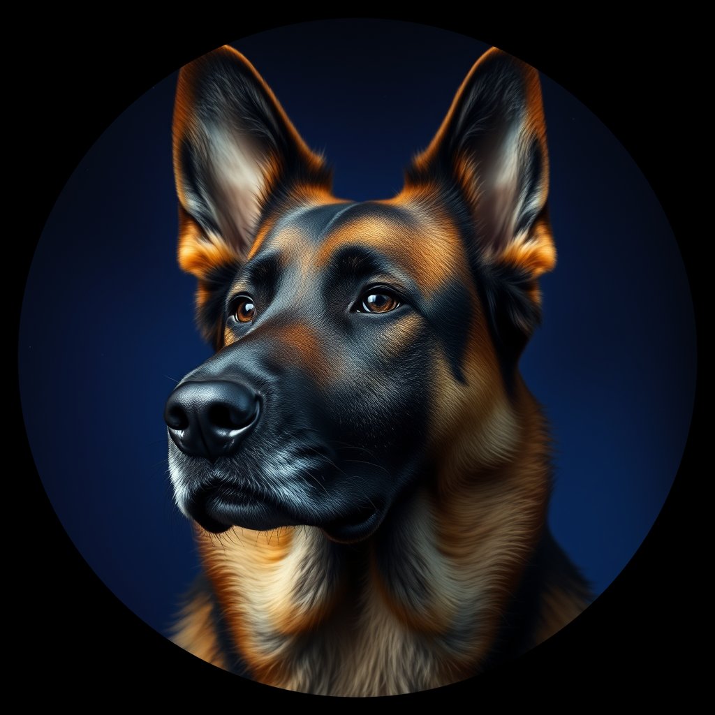Cosmic medallion portrait of cHD8_272_cHD8_272, a Belgian Shepherd