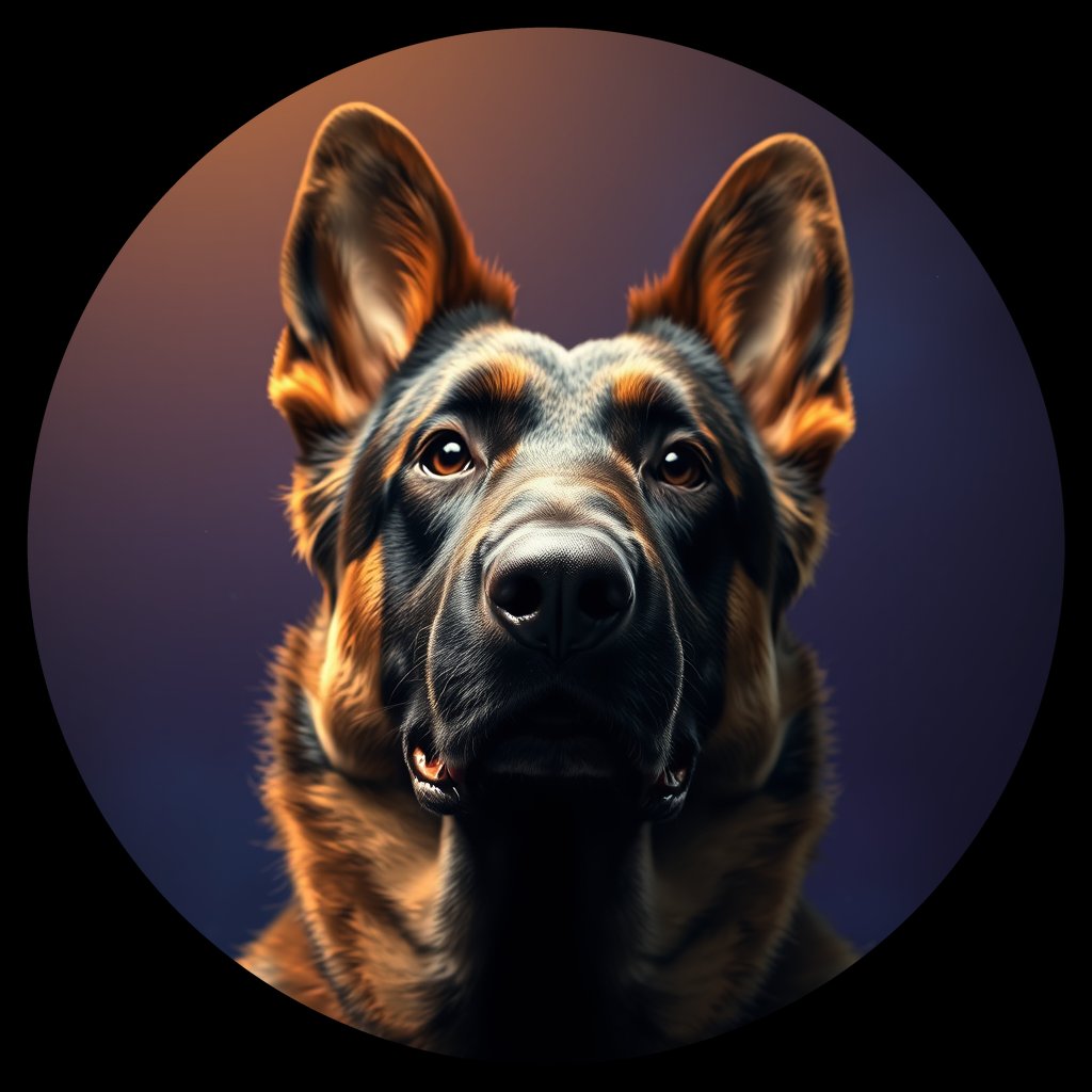 Cosmic medallion portrait of cHD8_280_cHD8_280, a Belgian Shepherd