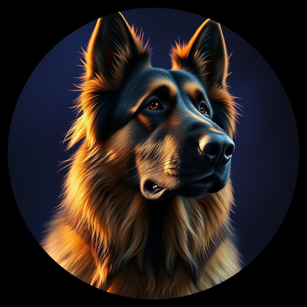 Cosmic medallion portrait of cHD8_286_cHD8_286, a Belgian Shepherd