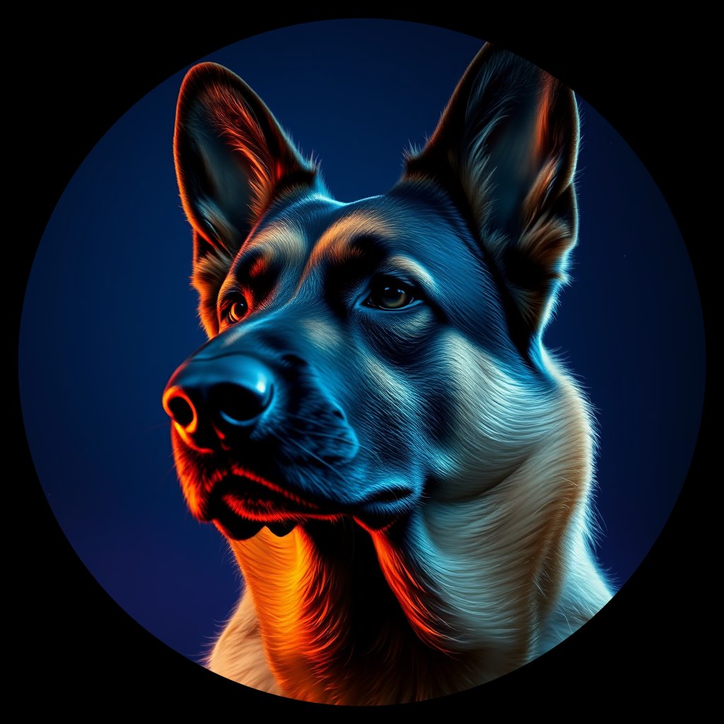 Cosmic medallion portrait of cHD8_288_cHD8_288, a Belgian Shepherd