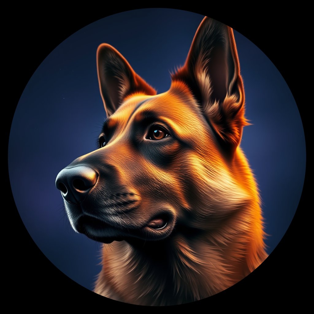 Cosmic medallion portrait of cHD8_289_cHD8_289, a Belgian Shepherd
