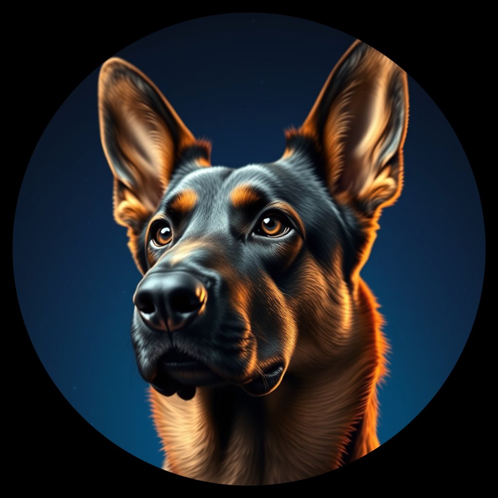 Cosmic medallion portrait of cHD8_292_cHD8_292, a Belgian Shepherd