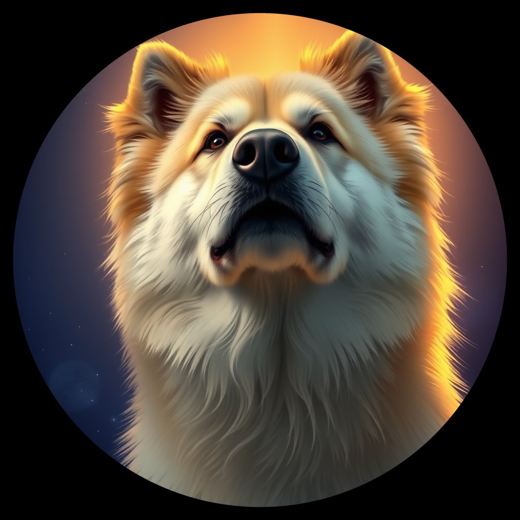Cosmic medallion portrait of cHD8_369_cHD8_369, a Finnish Lapphund