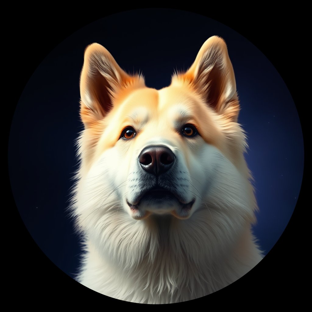 Cosmic medallion portrait of cHD8_374_cHD8_374, a Finnish Lapphund
