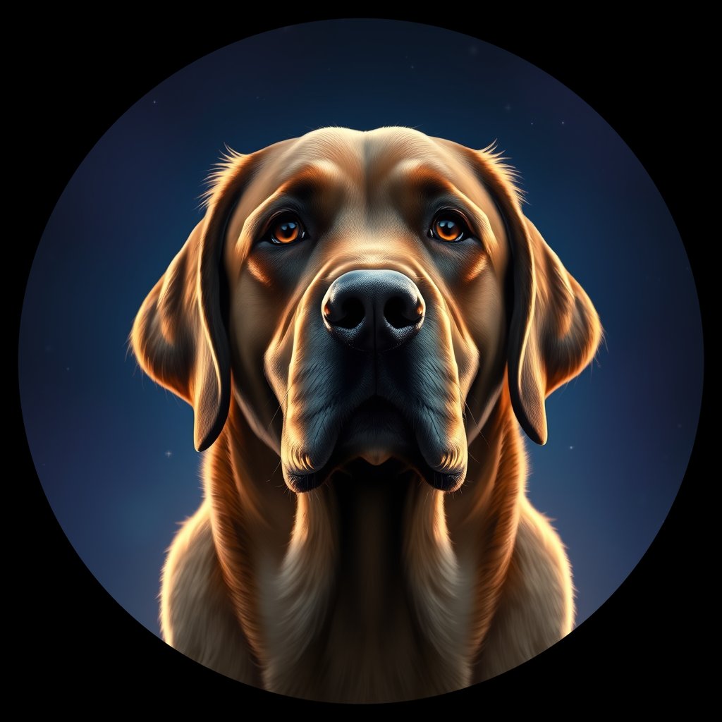 Cosmic medallion portrait of cHD8_465_cHD8_465, a Labrador Retriever