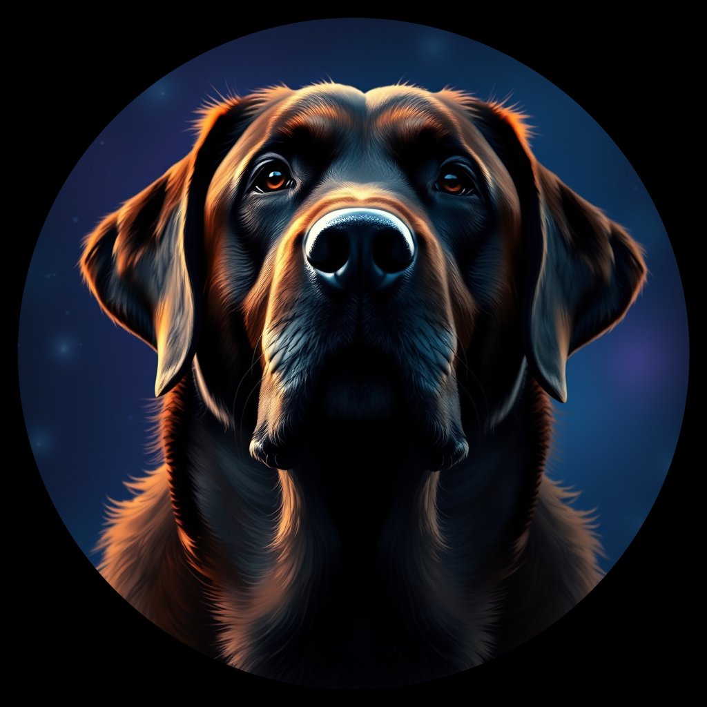 Cosmic medallion portrait of cHD8_469_cHD8_469, a Labrador Retriever