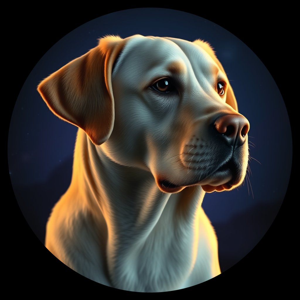 Cosmic medallion portrait of cHD8_471_cHD8_471, a Labrador Retriever