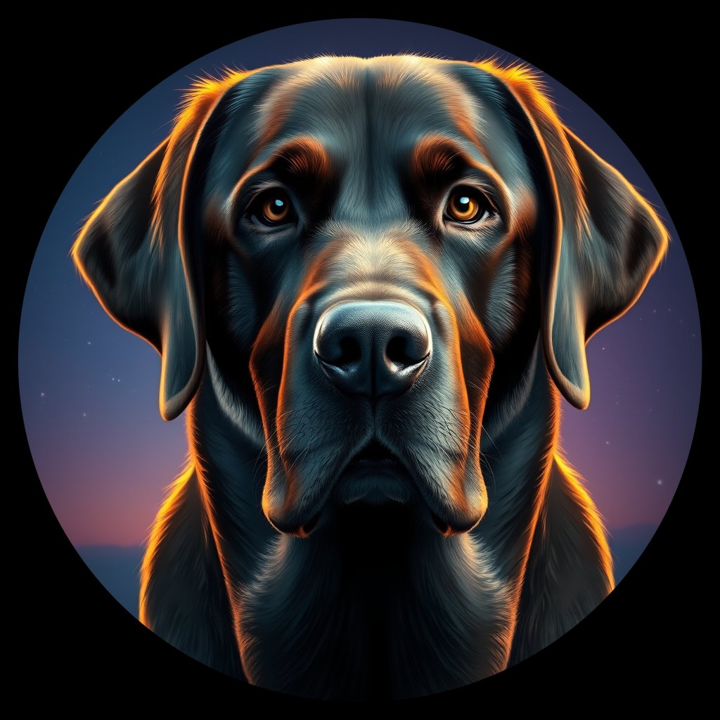 Cosmic medallion portrait of cHD8_472_cHD8_472, a Labrador Retriever