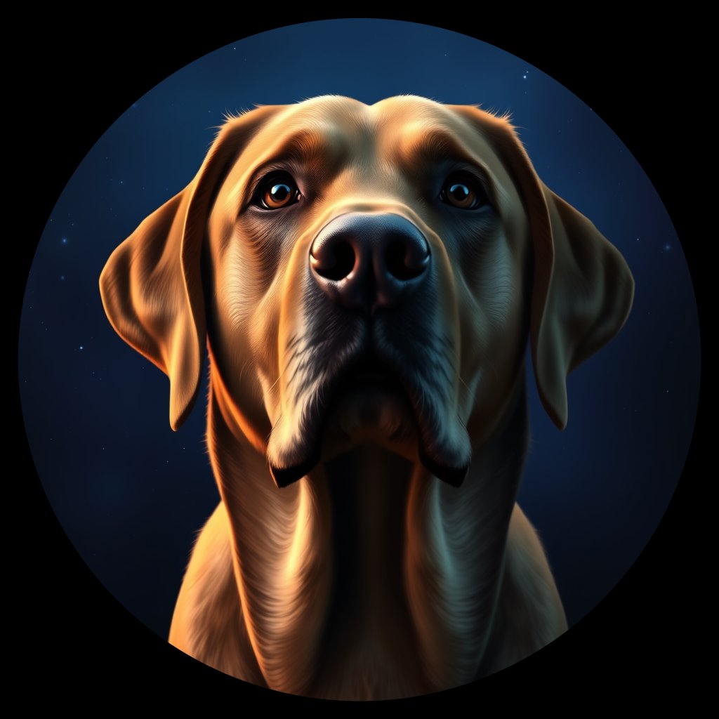 Cosmic medallion portrait of cHD8_477_cHD8_477, a Labrador Retriever