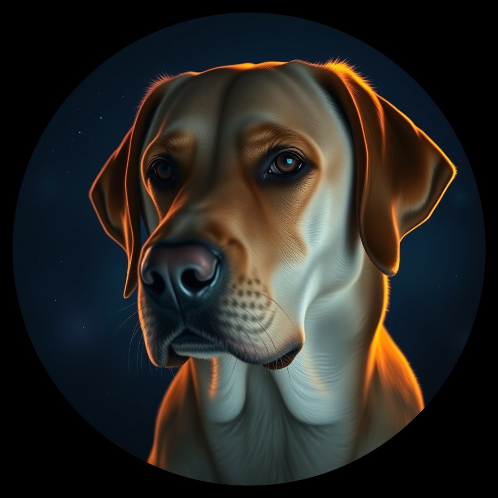 Cosmic medallion portrait of cHD8_485_cHD8_485, a Labrador Retriever