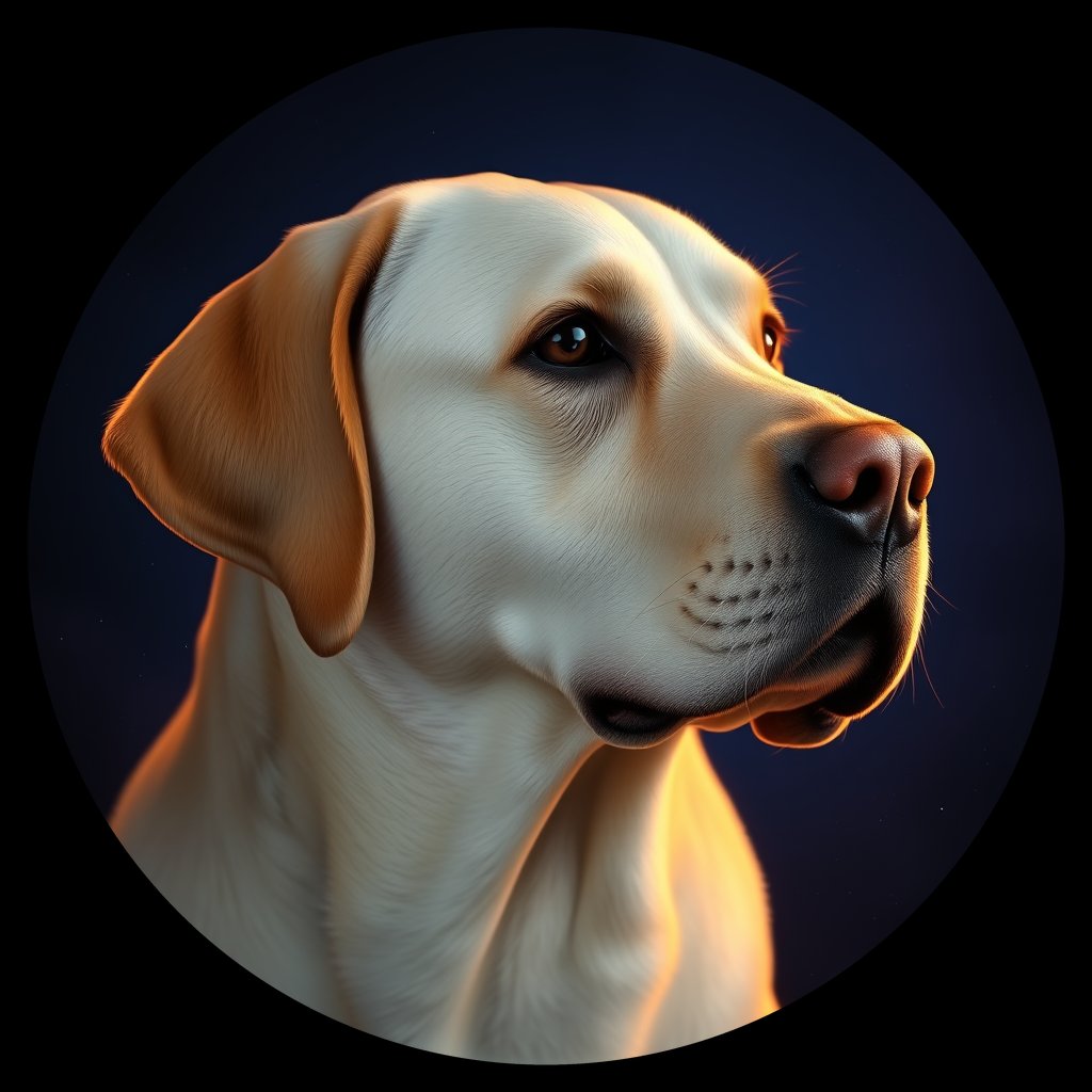 Cosmic medallion portrait of cHD8_491_cHD8_491, a Labrador Retriever