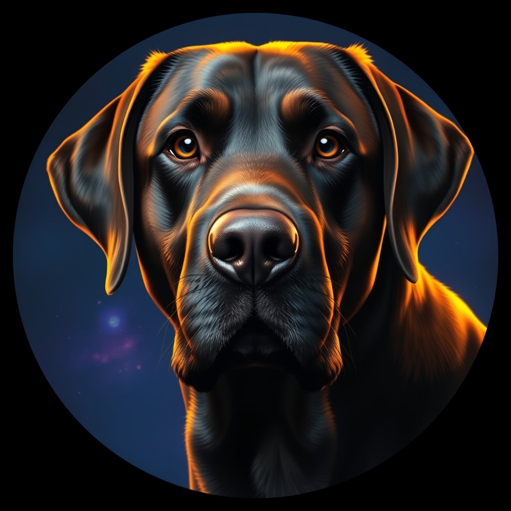 Cosmic medallion portrait of cHD8_496_cHD8_496, a Labrador Retriever