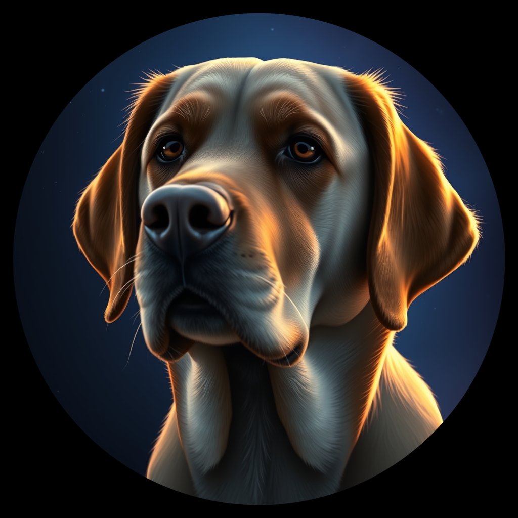 Cosmic medallion portrait of cHD8_500_cHD8_500, a Labrador Retriever