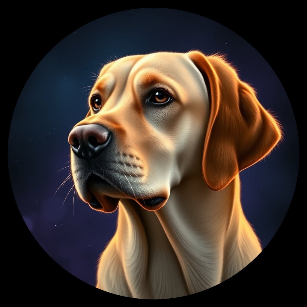 Cosmic medallion portrait of cHD8_501_cHD8_501, a Labrador Retriever