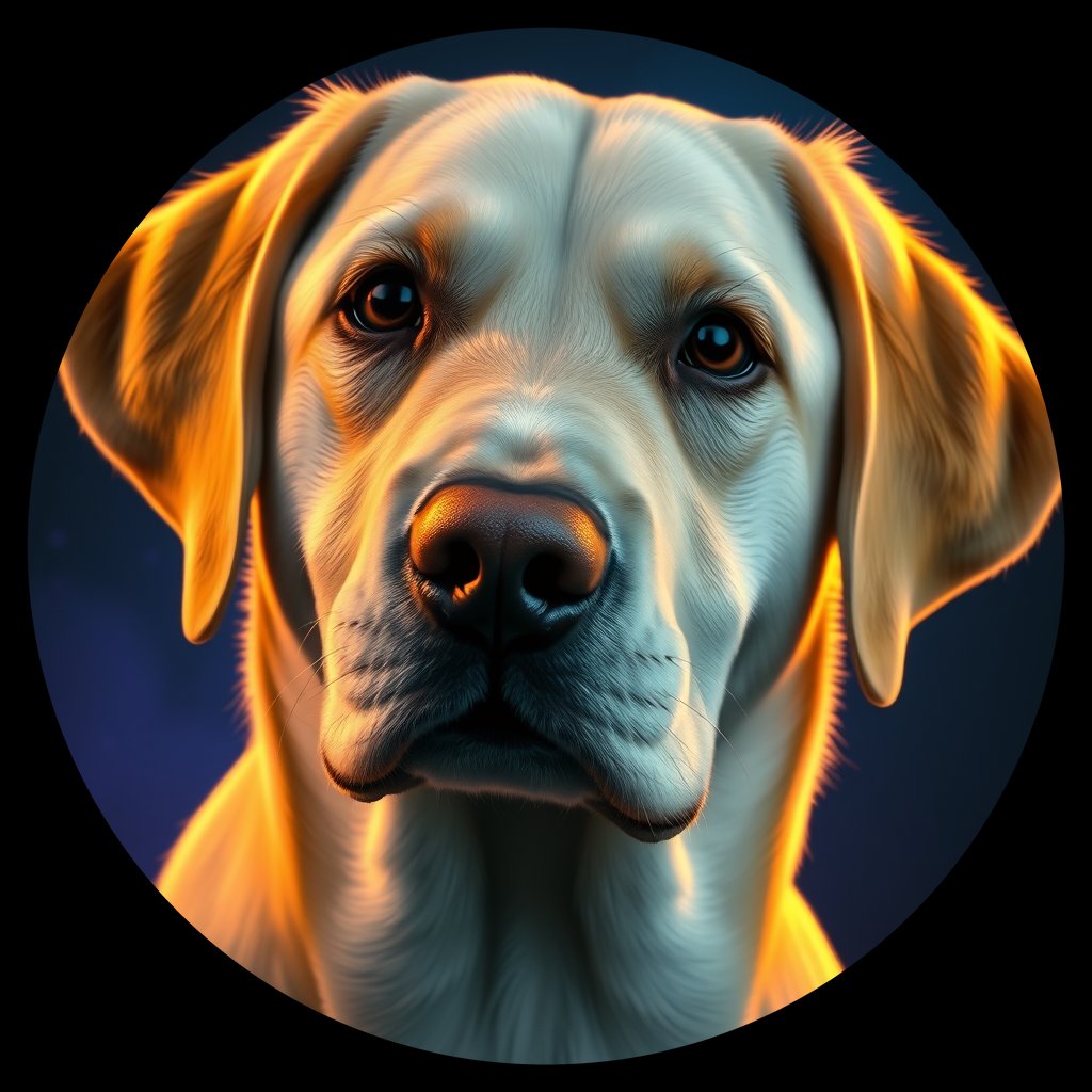 Cosmic medallion portrait of cHD8_526_cHD8_526, a Labrador Retriever
