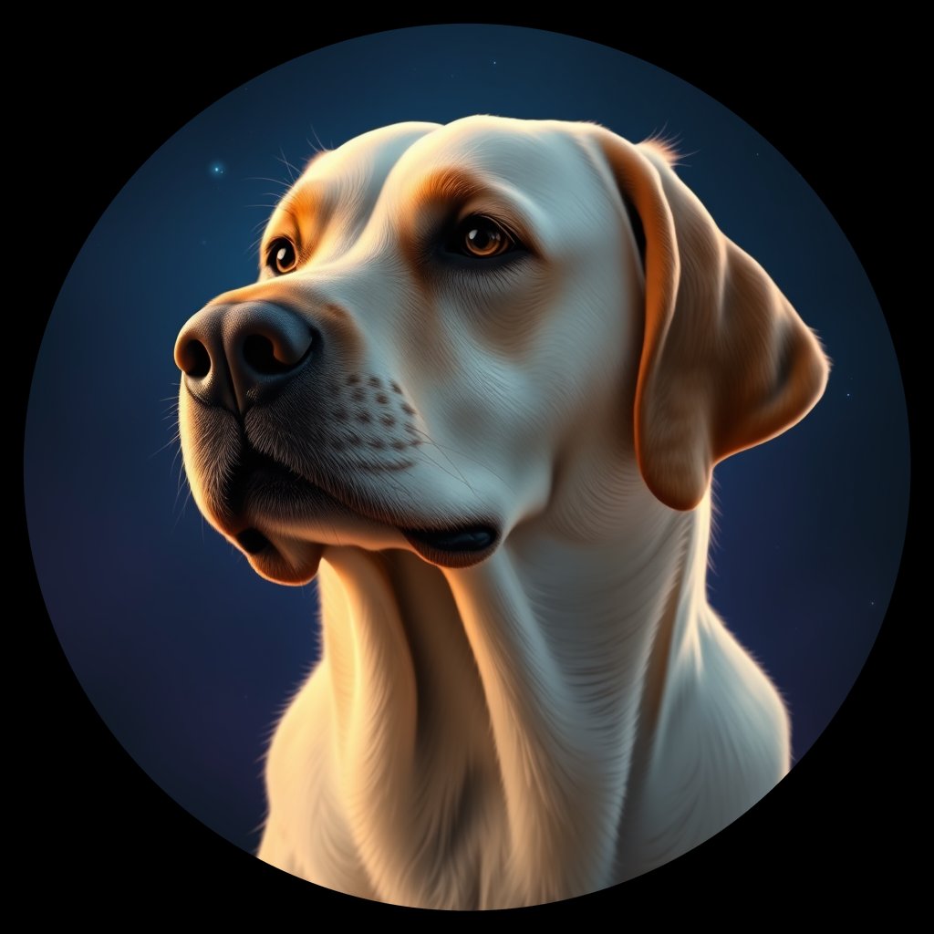 Cosmic medallion portrait of cHD8_528_cHD8_528, a Labrador Retriever