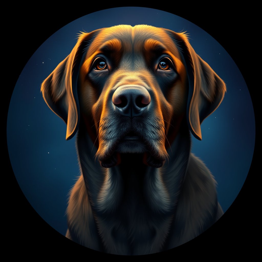 Cosmic medallion portrait of cHD8_536_cHD8_536, a Labrador Retriever