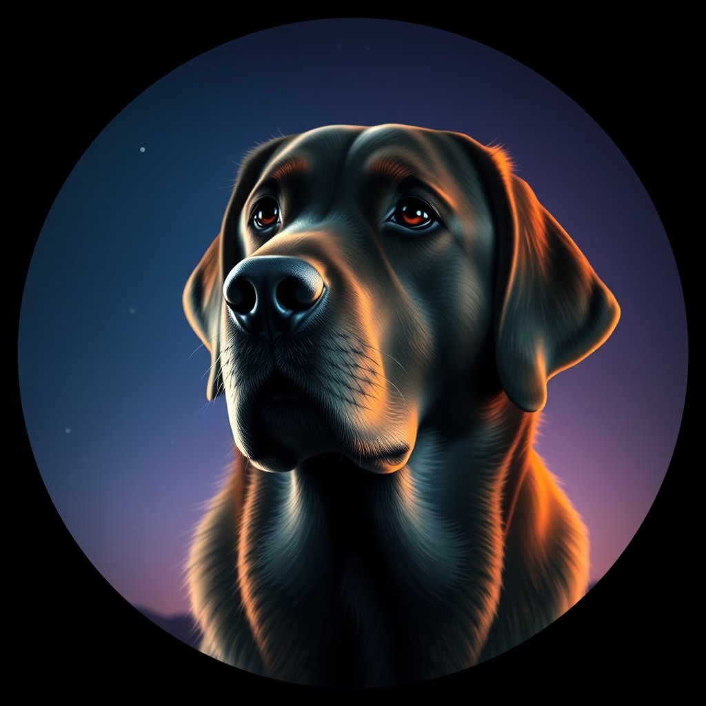 Cosmic medallion portrait of cHD8_542_cHD8_542, a Labrador Retriever