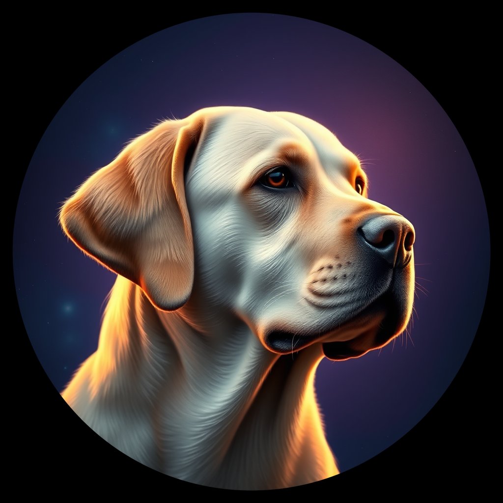 Cosmic medallion portrait of cHD8_546_cHD8_546, a Labrador Retriever