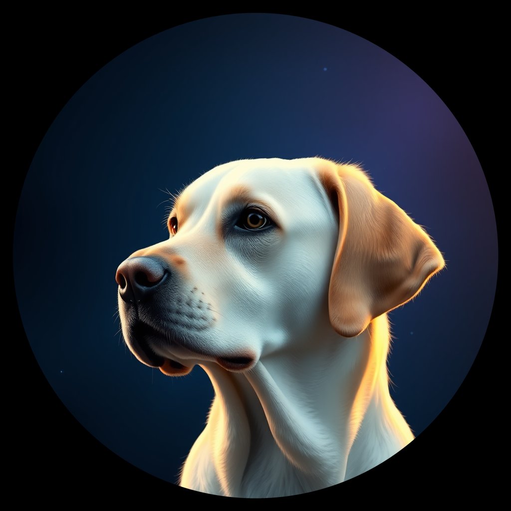 Cosmic medallion portrait of cHD8_550_cHD8_550, a Labrador Retriever