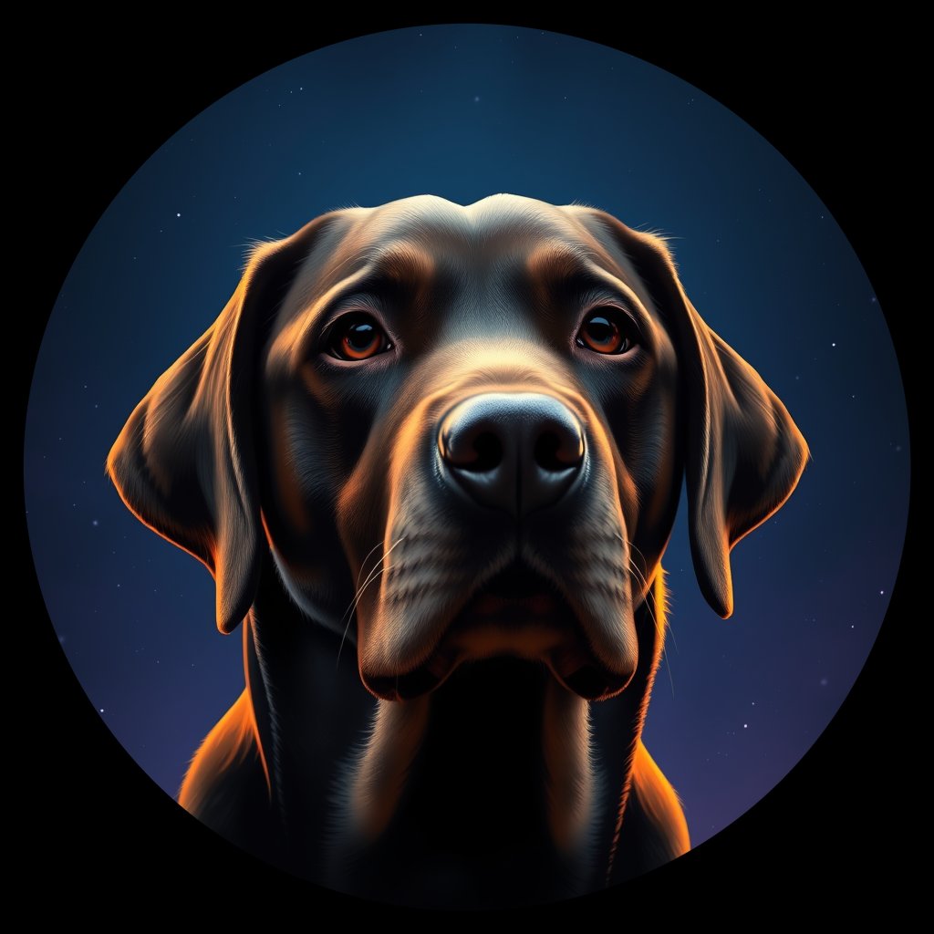 Cosmic medallion portrait of cHD8_557_cHD8_557, a Labrador Retriever